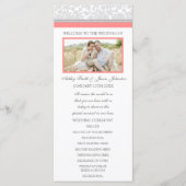 Coral Gray Damask Foto Hochzeitsprogramm Programm (Vorderseite)