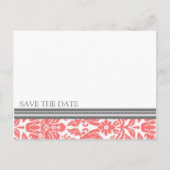 Coral Gray Damask Save the Date Hochzeitstorte Ankündigungspostkarte (Rückseite)