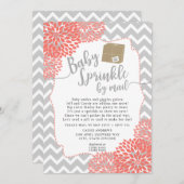 Coral Gray Floral Baby Sprinkle per Post Einladung (Vorne/Hinten)