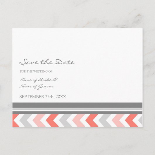 Coral Gray Foto Save the Date Hochzeitskarten Ankündigungspostkarte (Rückseite)