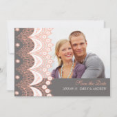 Coral Gray Foto Wedding Save the Date Card (Rückseite)