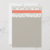 Coral Gray Lace Bridal Dusche Einladung (Rückseite)