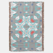 Coral Gray Mandala Pattern | Geometric Floral Boho Decke (Vorderseite Vertikal)
