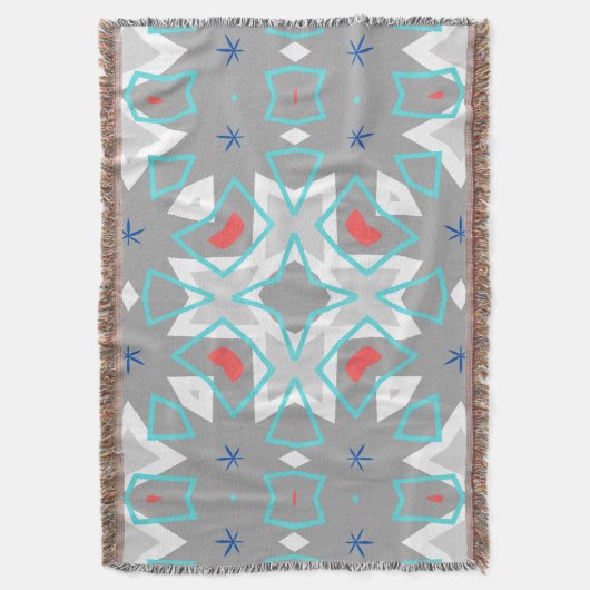 Coral Gray Mandala Pattern | Geometric Floral Boho Decke (Vorderseite Vertikal)
