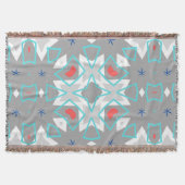 Coral Gray Mandala Pattern | Geometric Floral Boho Decke (Vorderseite)