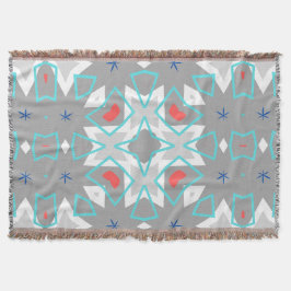 Coral Gray Mandala Pattern | Geometric Floral Boho Decke