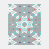 Coral Gray Mandala Pattern | Geometric Floral Boho Fleecedecke (Vorderseite)