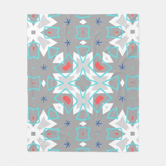 Coral Gray Mandala Pattern | Geometric Floral Boho Fleecedecke (Vorderseite)