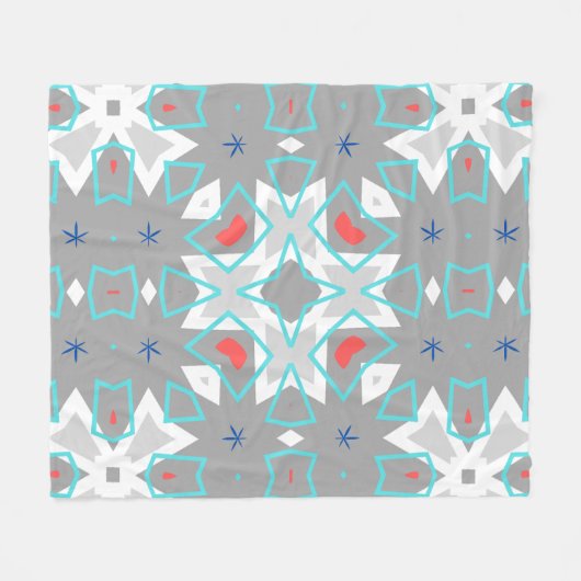 Coral Gray Mandala Pattern | Geometric Floral Boho Fleecedecke (Vorderseite (Horizontal))