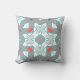 Coral Gray Mandala Pattern | Geometric Floral Boho Kissen