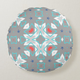 Coral Gray Mandala Pattern | Geometric Floral Boho Rundes Kissen