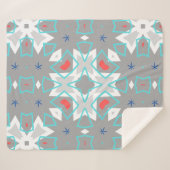 Coral Gray Mandala Pattern | Geometric Floral Boho Sherpadecke (Vorderseite (Horizontal))