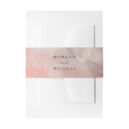 Coral Gray Moderne Abstrakte Pinselstriche Hochzei Einladungsbanderole