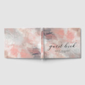 Coral Gray Moderne Abstrakte Pinselstriche Hochzei Gästebuch (Voll)