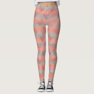 Coral Gray Modernes geometrisches Muster Leggings