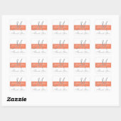 Coral Gray Monogram Wedding Danke Stickers (Blatt)