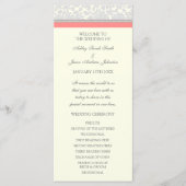 Coral Gray Off White Damask Hochzeitsprogramm Programm (Vorderseite)