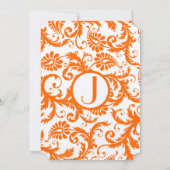 Coral & Gray Orange Damask Einladung (Rückseite)