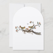 Coral & Gray Rustic Love Bird Wedite Einladung (Rückseite)