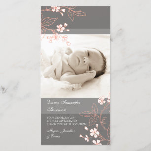 Coral Gray Vielen Dank Baby Dusche Foto Cards Dankeskarte