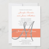 Coral Gray Wedding Einladung Wird Monogram Names (Rückseite)