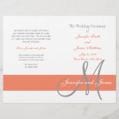 Coral Gray Wedding Program | Monogramm (Vorderseite)
