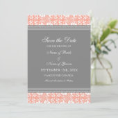 Coral Gray Wedding Save the Date Card (Stehend Vorderseite)
