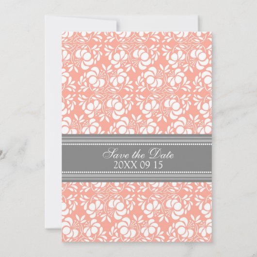 Coral Gray Wedding Save the Date Card (Rückseite)