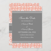Coral Gray Wedding Save the Date Card (Vorne/Hinten)