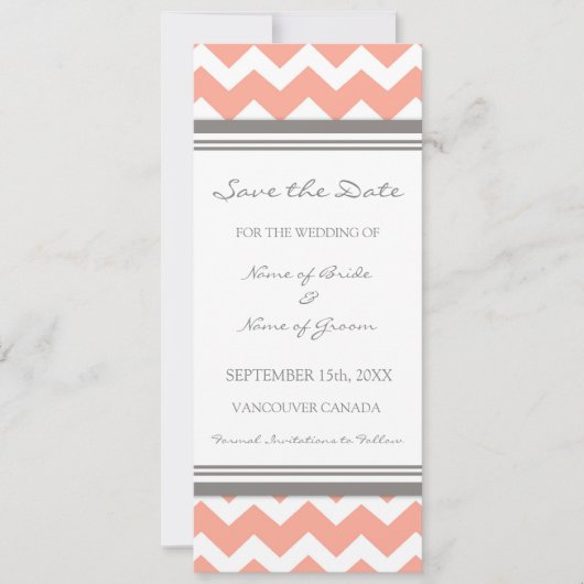 Coral Gray Wedding Save the Date Card (Vorderseite)