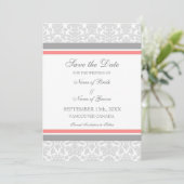 Coral Gray Wedding Save the Date Card (Stehend Vorderseite)