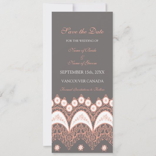 Coral Gray Wedding Save the Date Card (Vorderseite)