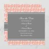 Coral Gray Wedding Save the Date Card (Vorne/Hinten)