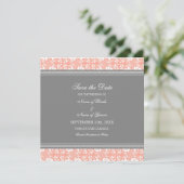 Coral Gray Wedding Save the Date Card (Stehend Vorderseite)