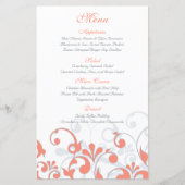 Coral Gray White Floral Wedding Card (Vorderseite)