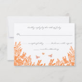 Coral & Gray Wild Blume Bee Wedding RSVP (Vorderseite)