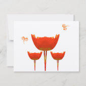 Coral & Gray Wild Blume Bee Wedding RSVP Karte (Rückseite)