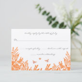 Coral & Gray Wild Blume Bee Wedding RSVP Karte (Stehend Vorderseite)
