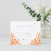 Coral & Gray Wildblume Bee Wedding RSVP (Stehend Vorderseite)