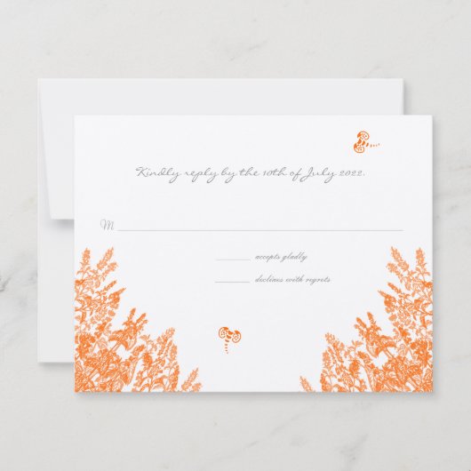 Coral & Gray Wildblume Bee Wedding RSVP Karte (Vorderseite)