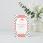 Coral Gray Zickzack Baby Shower Reservierungskarte Begleitkarte (Stehend Vorderseite)