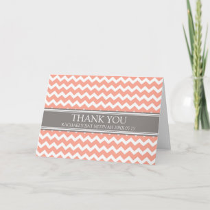 Coral Gray Zickzack Bat Mitzvah Danke Karte