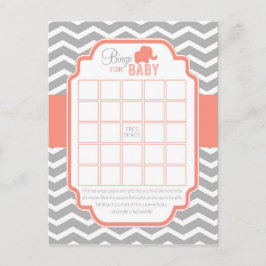 Coral Gray Zickzack Elephant Bingo Baby Showspiel Einladungspostkarte