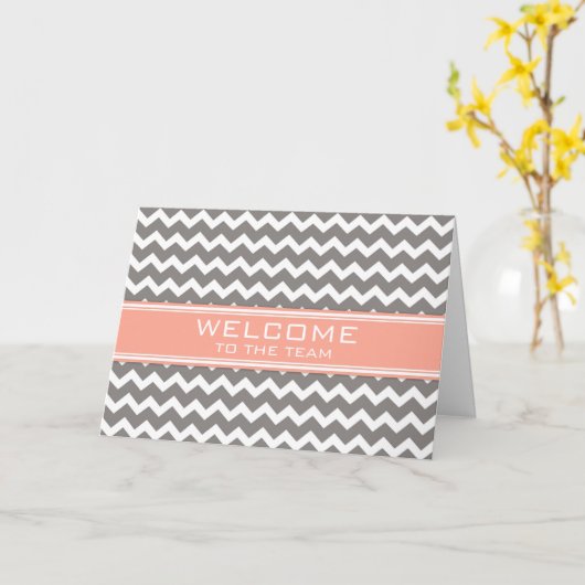 Coral Gray Zickzack Mitarbeiter Willkommen im Team Karte (Gelbe Blume)