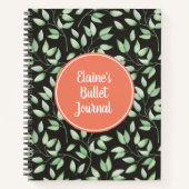 Coral & Green Blätter Custom Bullet Journal Notizblock (Vorderseite)