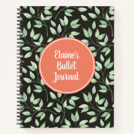 Coral & Green Blätter Custom Bullet Journal Notizblock