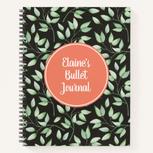 Coral & Green Blätter Custom Bullet Journal Notizblock