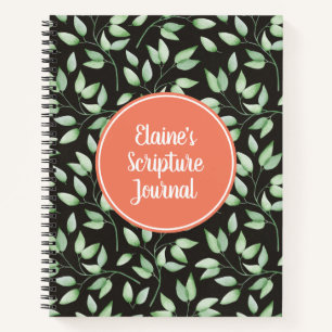 Coral & Green Blätter Custom Scripture Journal Notizblock