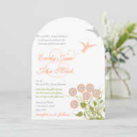 Coral Green Floral Hummingbird Love Bird Wedding