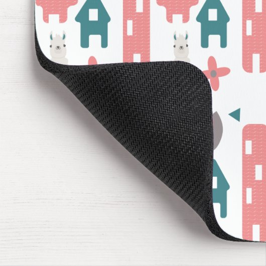 Coral Green Llama Alpaca Animal Homs Mousepad (Ecke)